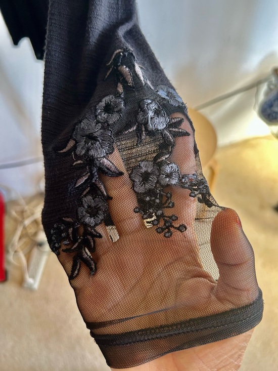 Free People Black Lace-Embellished Long Sleeve Tee - Picture 3 of 9